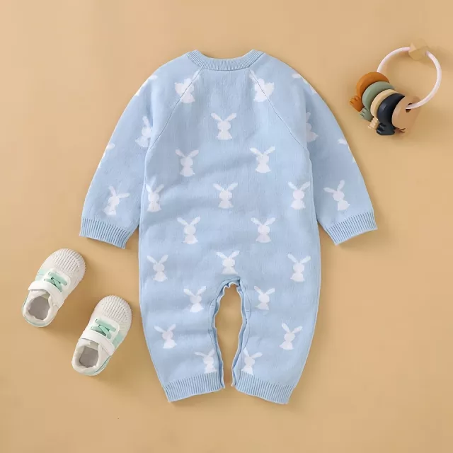 Cotton Knitted Newborn Baby Romper - Cute Rabbit Design 0-18M - Image 3