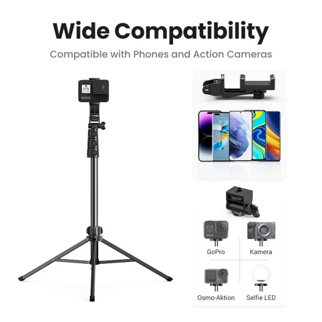 Foldable Aluminum Phone Tripod Stand - Image 4