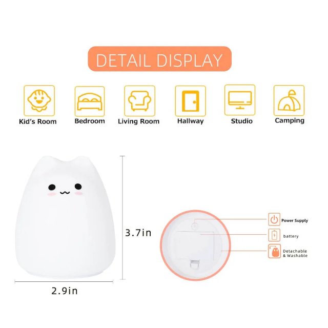Mini Kawaii Cat Night Lamp - Image 6