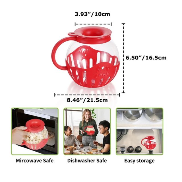 Microwave Glass Popcorn Popper with Silicone Lid - Image 5