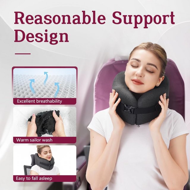 Adjustable Memory Foam U-Shaped Travel Neck Pillow - Image 3