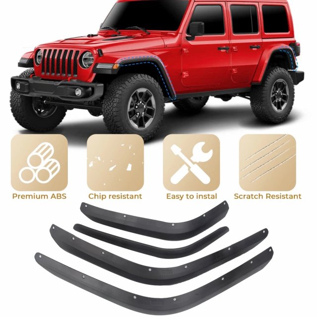 Front & Rear Mudguard Fender Set for Jeep Wrangler - Image 3