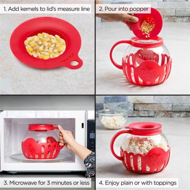 Microwave Glass Popcorn Popper with Silicone Lid - Image 3