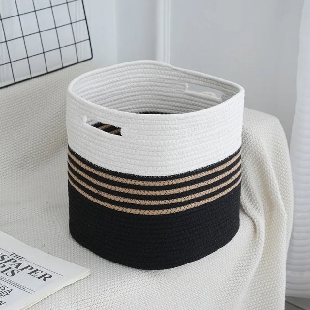 Cotton Rope Storage Basket - Multipurpose Woven Organizer - Image 5