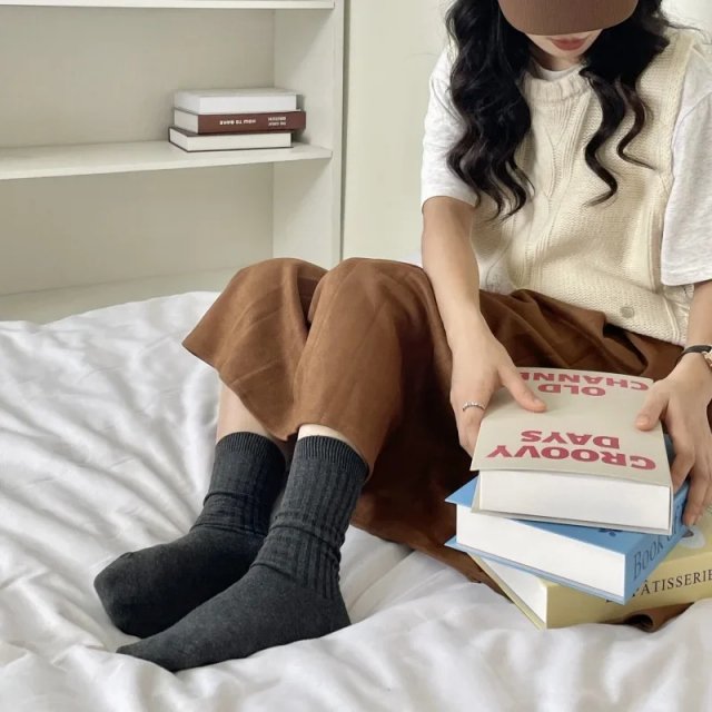 Cotton Knitting Women’s Japanese Style High Socks - Image 6