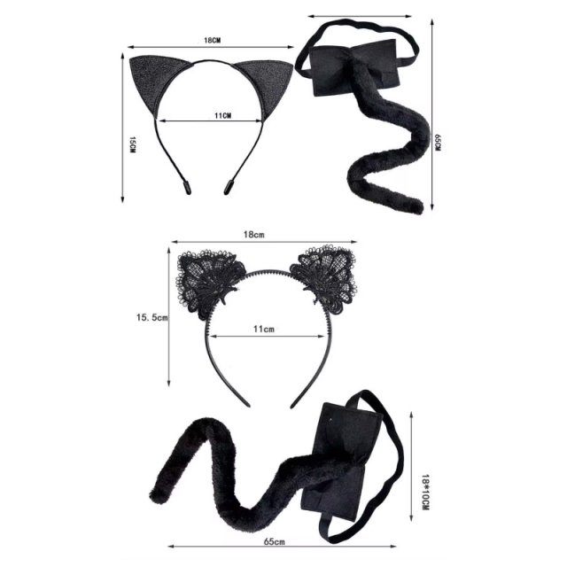 Anime Fox Cat Ears & Tail Headband Maid Set - Image 6