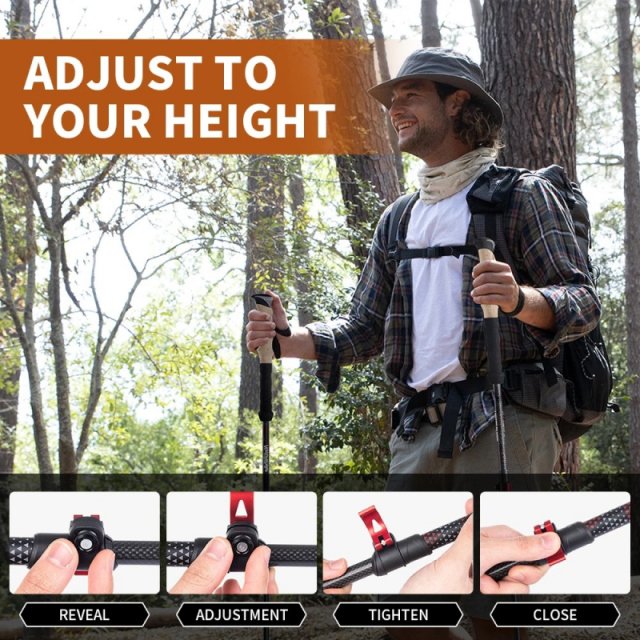 Lightweight Collapsible Carbon Fiber Trekking Poles - Image 3