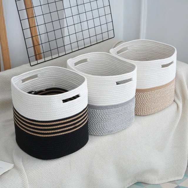 Cotton Rope Storage Basket - Multipurpose Woven Organizer - Image 3
