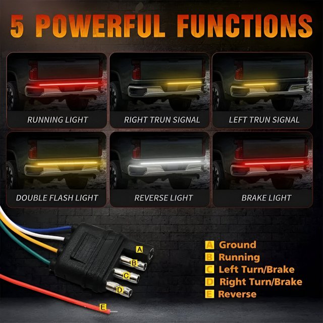 12V 48/60 Inch LED Tailgate Light Strip for Trucks - Image 4