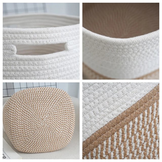 Cotton Rope Storage Basket - Multipurpose Woven Organizer - Image 4