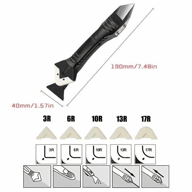 5-in-1 Silicone Sealant Scraper & Caulk Remover Tool Set - Image 6