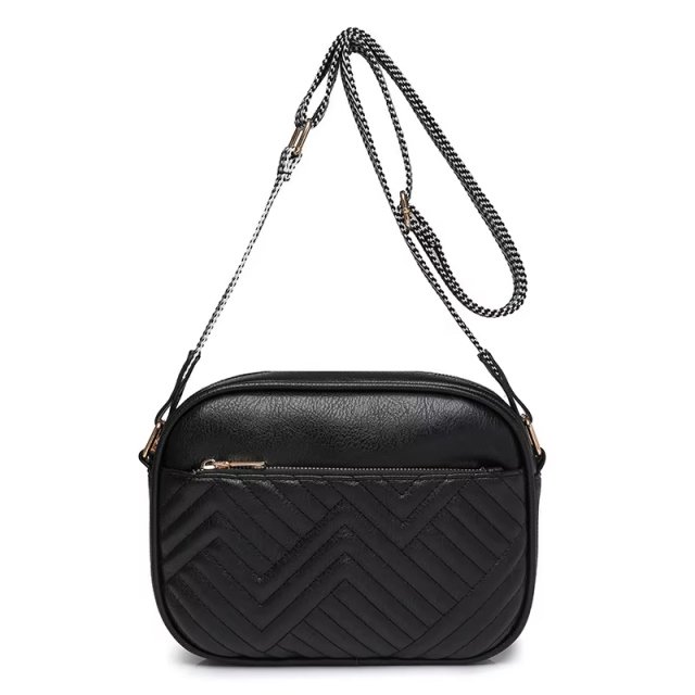 Quilted Embroidered Grid Shoulder Bag - Image 6