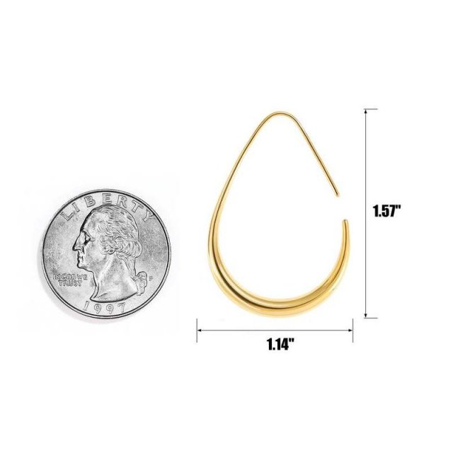 14K Gold Plated Teardrop Hoop Earrings - Image 6