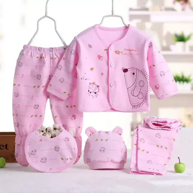 0-3 Months Baby Clothing Set - 5PCS Newborn Cotton Outfit for Boys & Girls - Image 6