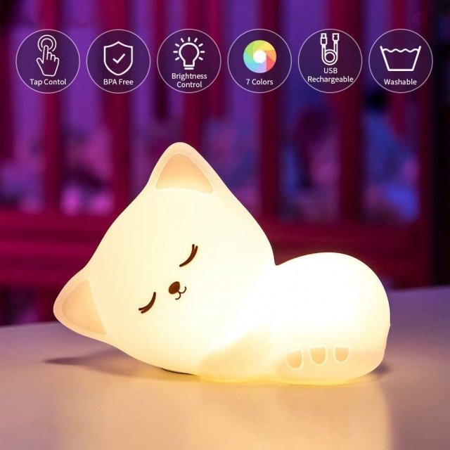 USB Rechargeable Soft Silicone Cat Night Light - Image 2