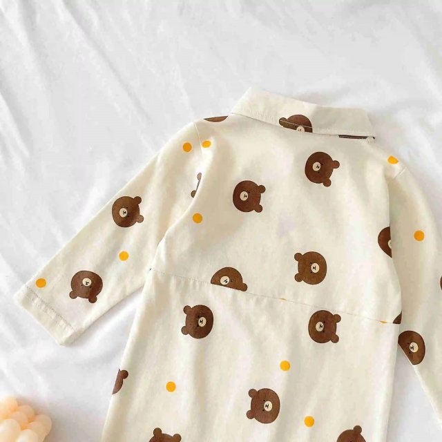 Unisex Baby Rompers Long Sleeve - Cute Bear Design, 100% Cotton - Image 3
