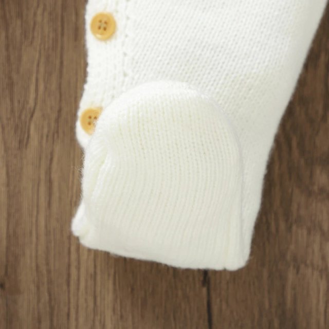 Cozy Knit Newborn Baby Romper - Long Sleeve Striped Infant Jumpsuit - Image 7