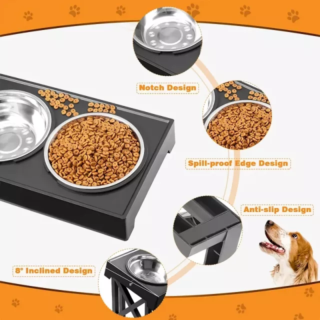 Adjustable Dog Elevated Bowls Stand - Image 4