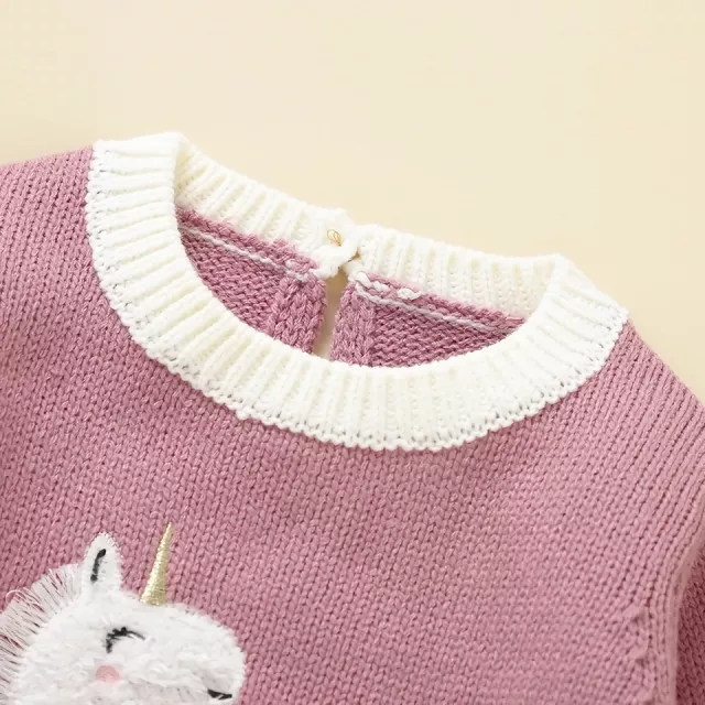 Knitted Baby Romper with Cute Cartoon Horse - Unisex 0-18M - Image 4