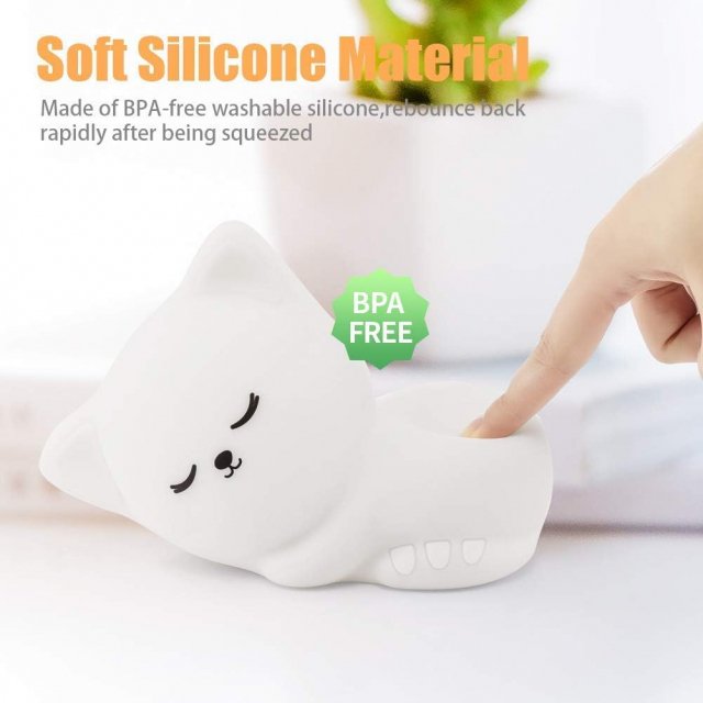 USB Rechargeable Soft Silicone Cat Night Light - Image 3