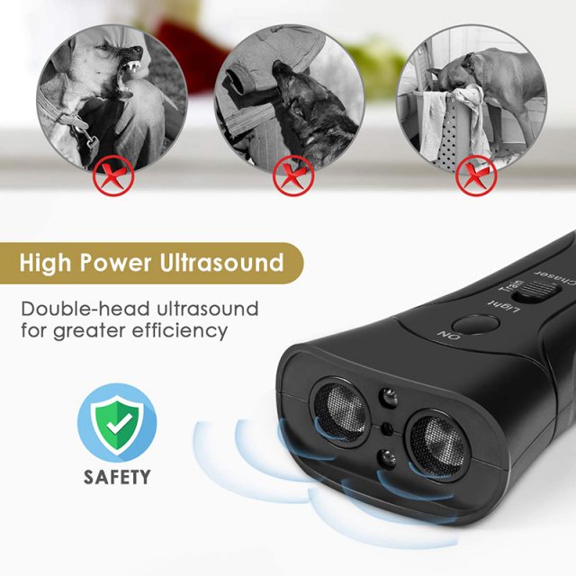 Durable Ultrasonic Dog Repeller with LED Flashlight for Bark Control - Image 5