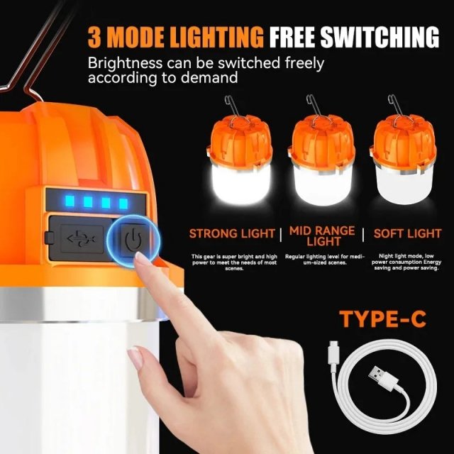 USB Rechargeable LED Camping Lantern with Built-in Battery - Image 3
