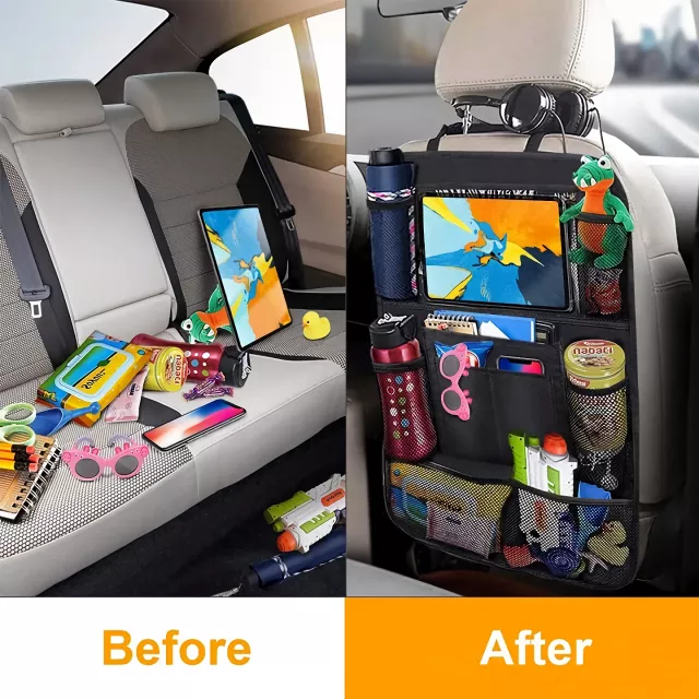 Car Backseat Organizer with Touch Screen Tablet Holder & Multiple Storage Pockets - Image 4