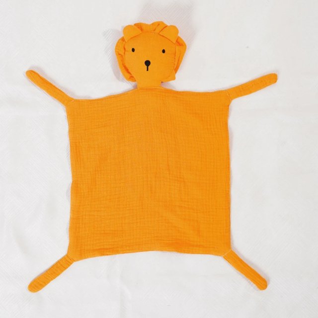 100% Cotton Solid Color Baby Soothing Towel with Lion Toy - Image 4