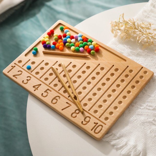 Double-Sided Wooden Montessori Letter Tracing and Counting Board - Image 7