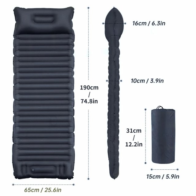 Ultralight Inflatable Camping Mattress with Pillow and Built-in Pump - Image 5