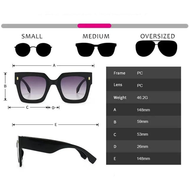 Retro Square Frame Cat Eye Sunglasses - Image 5