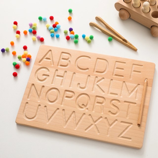 Double-Sided Wooden Montessori Letter Tracing and Counting Board - Image 6