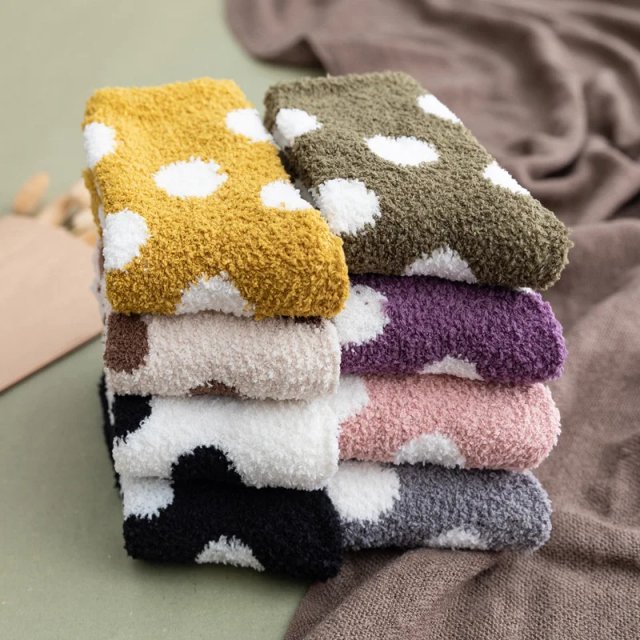 Cute Candy Color Soft Fluffy Dot Socks for Women - Image 6
