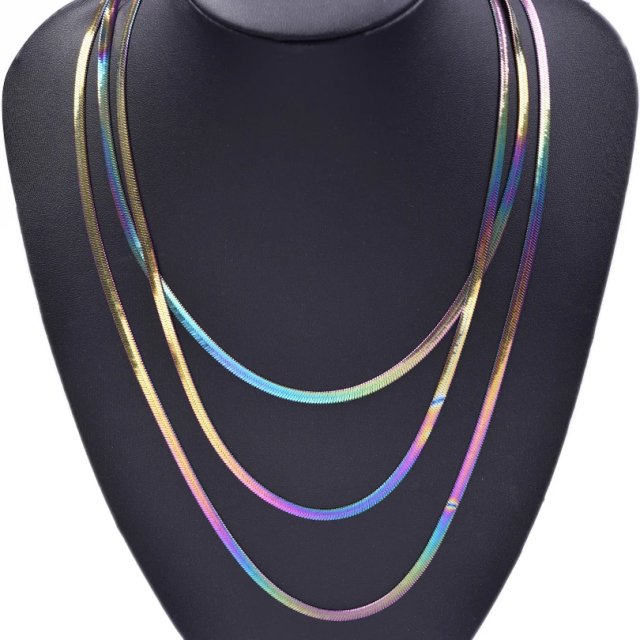 Rainbow Stainless Steel Snake Chain Necklace - Image 4