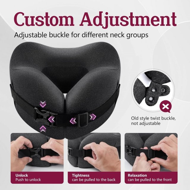 Adjustable Memory Foam U-Shaped Travel Neck Pillow - Image 5