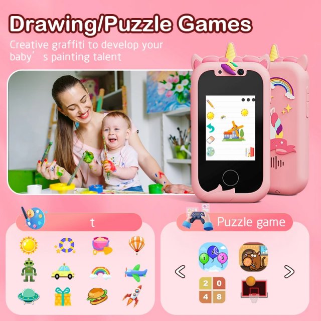 Pink Unicorn Kids Phone Toy - Image 4