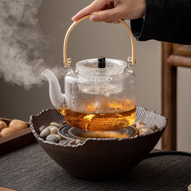 Chinese Steamed Glass Teapot Set - Image 6