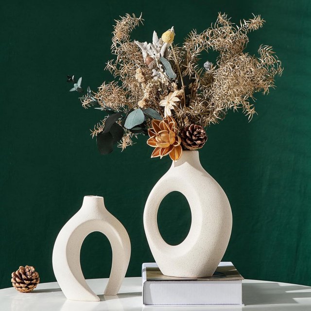 European White Ceramic Vase Set - Image 7