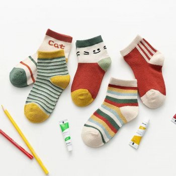 5 Pairs Colorful Striped Baby Socks