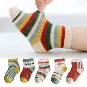 5 Pairs Colorful Striped Baby Socks