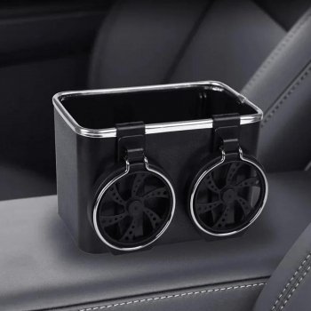 Multifunctional Car Armrest Storage Box with Foldable Cup Holders & Organizer