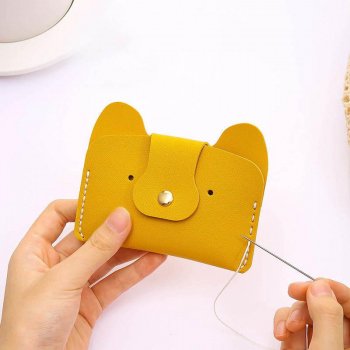 Adorable DIY Puppy Coin Purse Kit - Creative Handcrafted Leather Mini Wallet