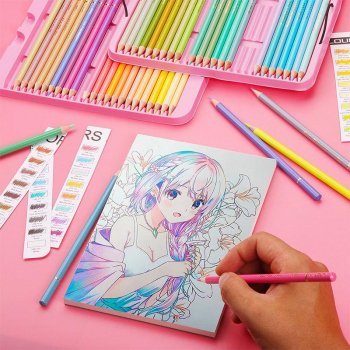 50 Piece Soft Pastel Colored Pencil Set for Sketching and Art Projects