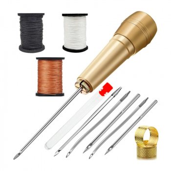 DIY Leather Sewing Kit with Copper Handle and Thread