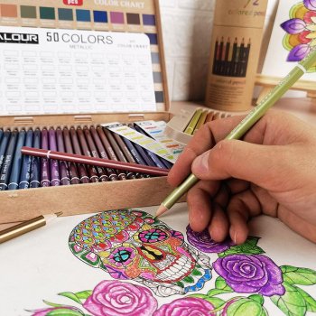 50 Metallic Colored Pencils Set for Artists