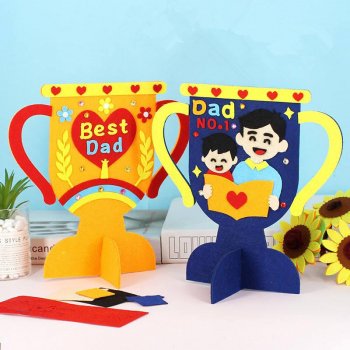DIY Non-Woven Fabric Dad Trophy Craft Kit – Handmade Father's Day Gift for Kids