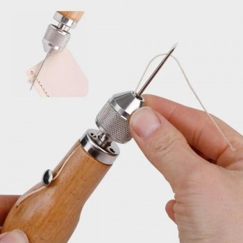 Leather Hand Sewing Kit with Needles, Waxed Thread & Awl – Heavy Duty Stitcher Set for Canvas, Leather, Fabric Repair