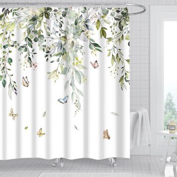 Leaf Pattern Shower Curtain Set