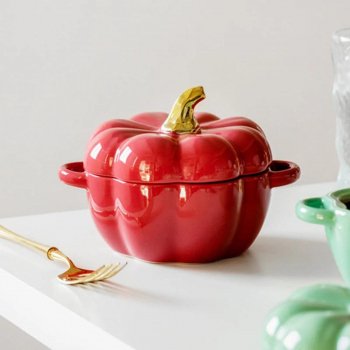 Pumpkin Ceramic Bowl with Lid