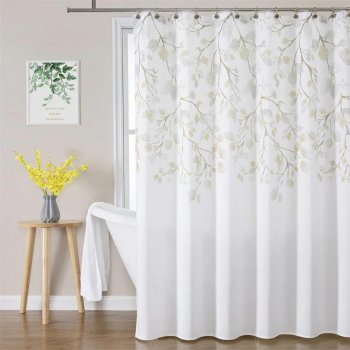 Blue Floral Waterproof Shower Curtain Liner